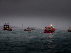 French fishing vessels outside the harbour at St Helier (Gary Grimshaw/Bailiwick Express/PA)