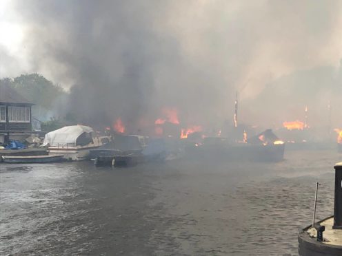 The fire at Platt’s Eyot island (Dr Dominique Bouchard/PA)