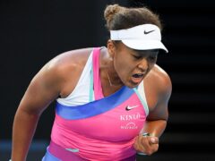 Naomi Osaka was fired up against Madison Brengle (Andy Brownbill/AP)