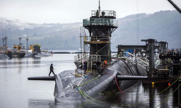 Vanguard-class submarine HMS Vigilant at HM Naval Base Clyde, also known as Faslane.