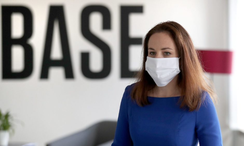 Finance Secretary Kate Forbes wearing a mask