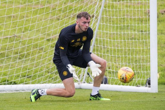 Conor Hazard pictured during Celtic training.