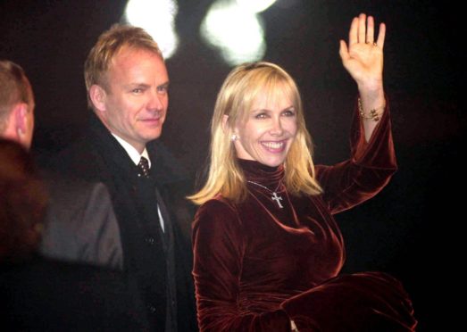 Rock star Sting and wife Trudi Styler at Dornoch Cathedral, Sutherland, in 2000, ahead of Madonna and Guy Ritchie's wedding.