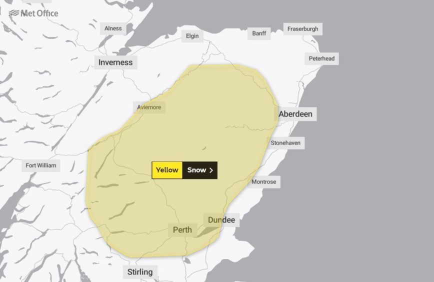 The area covered by the weather warning