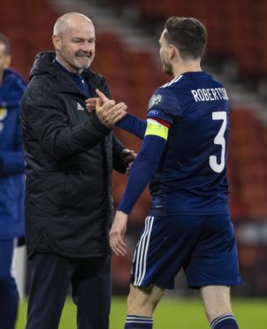 Steve Clarke and Scotland captain Andy Robertson.