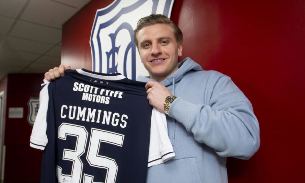 Jason Cummings is unveiled as a Dundee player.