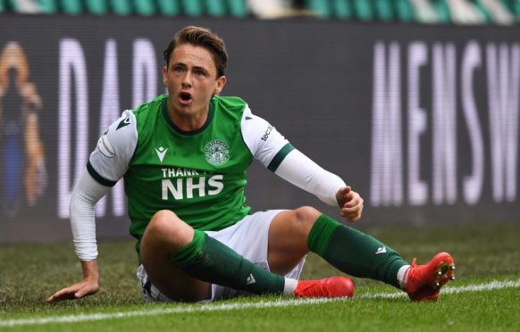 Scott Allan in action for Hibs.