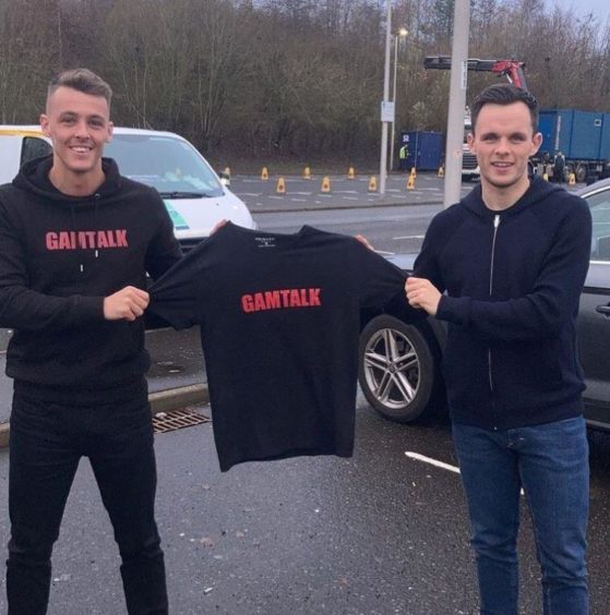 Paul Pettigrew of Gamtalk and Dundee United ace Lawrence Shankland.