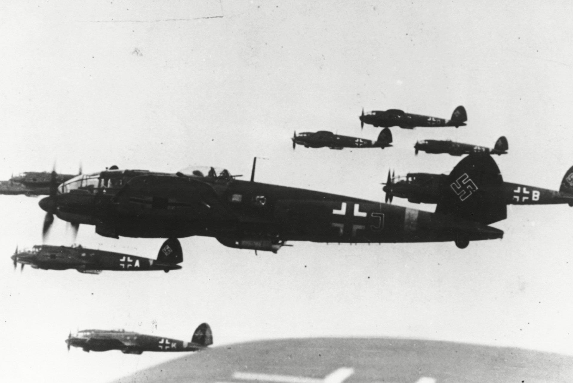 German bombers mounting a raid during the Second World War.