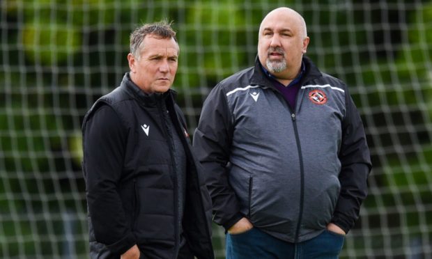 Dundee United boss Micky Mellon alongside sporting director Tony Asghar.