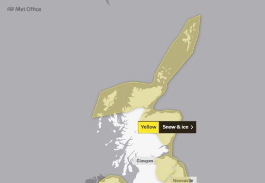 The Met Office snow and ice warning for Friday.