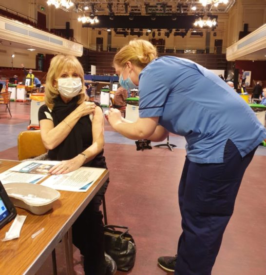 Covid vaccine clinic at the Caird Hall in Dundee