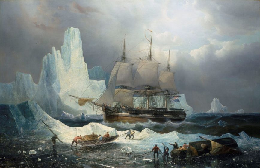 An oil painting by Belgian marine artist François Etienne Musin of HMS Erebus in the ice. Image: Shutterstock.
