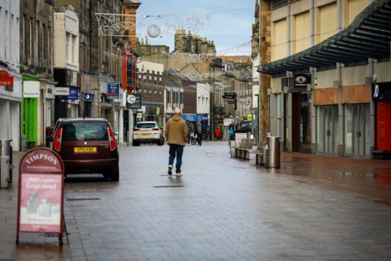 Kirkcaldy's High Street deserted during the second lockdown.