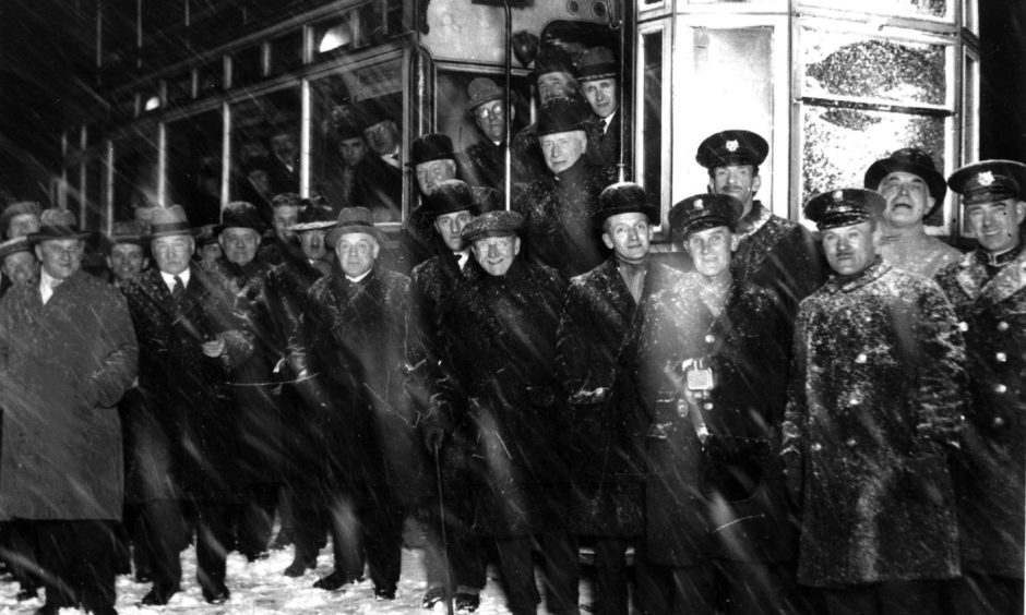 The last tram from Torry takes off in the midst of a blizzard on February 28 1931.