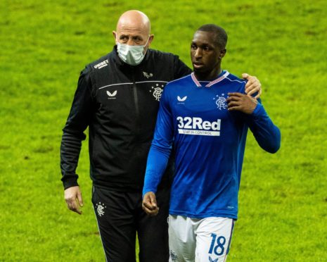 Rangers No2 Gary McAllister has words with a dejected Glen Kamara at the end.