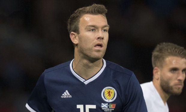 Kevin McDonald in action for Scotland against Portugal in 2018.