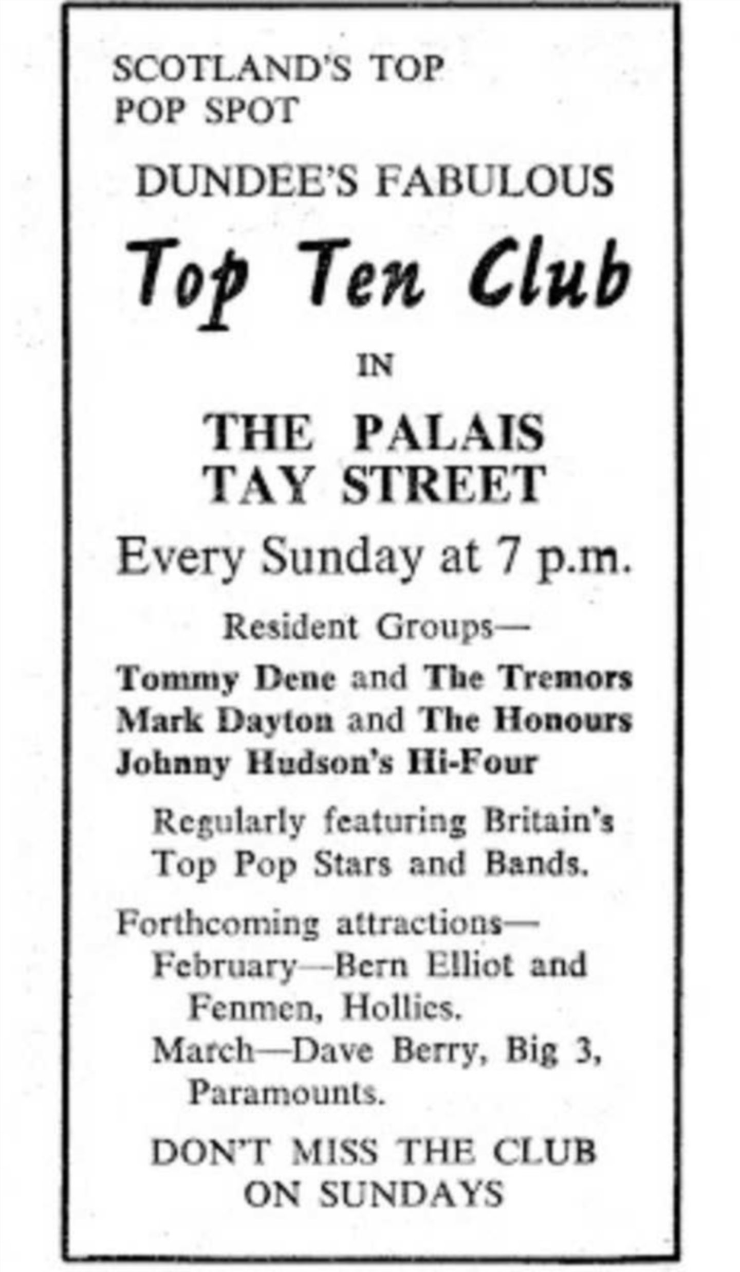 A poster for the Top Ten Club