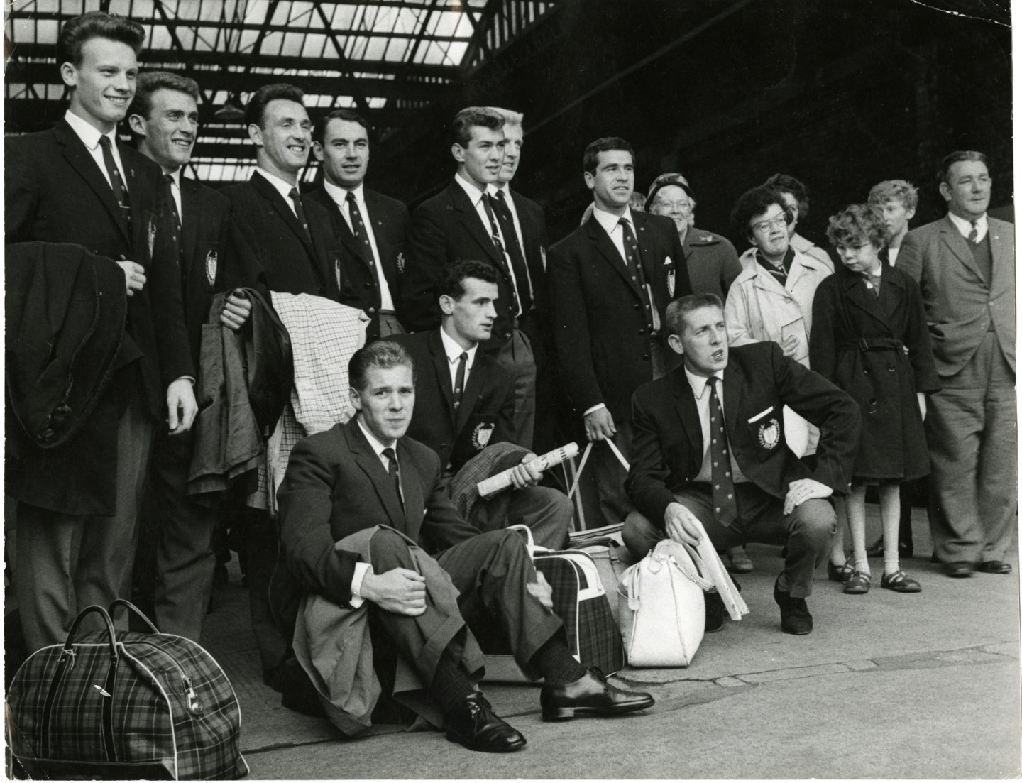 Dundee FC line-up at West Station before leaving for Cologne in September 1962 in the European Cup.