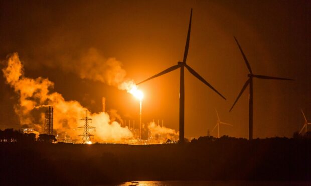 Flare at Mossmorran gas plant in Fife