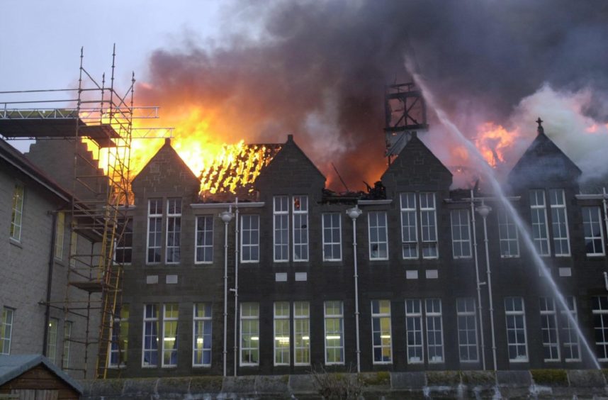 Fire developed in the roof space of Morgan Academy.