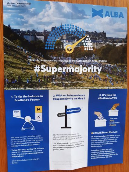 Alba Party campaign leaflets