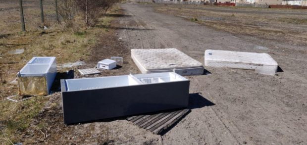 Mattresses were also strewn across the area