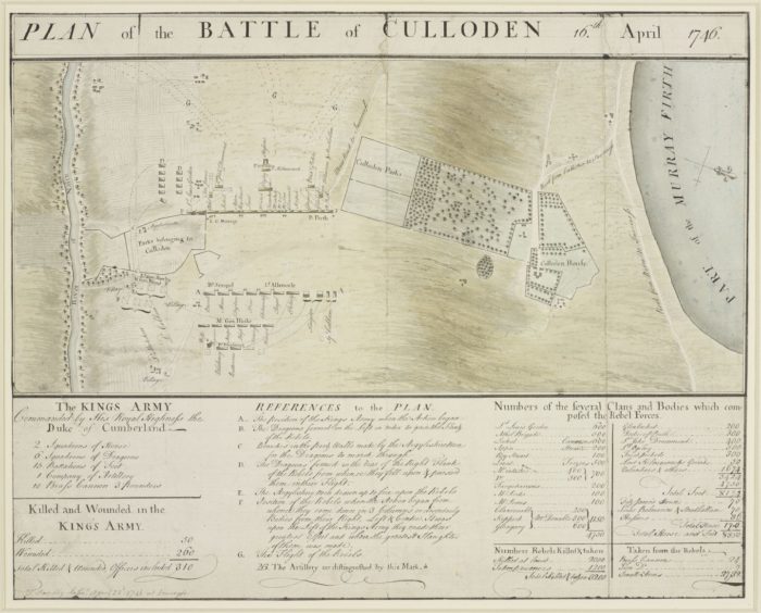 This map shows the setting of the Battle of Culloden in 1746.