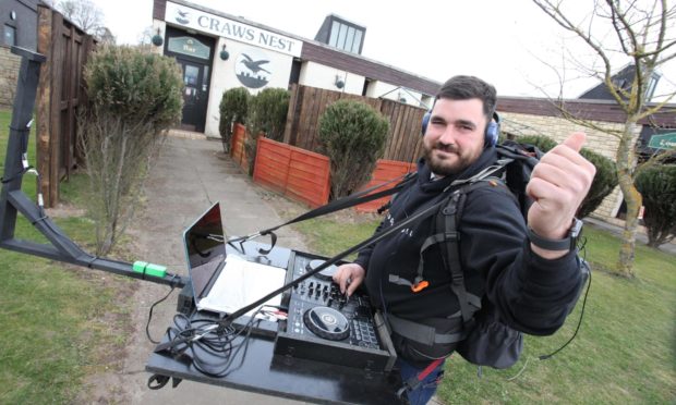 John Starrs with his mobile DJ set-up.