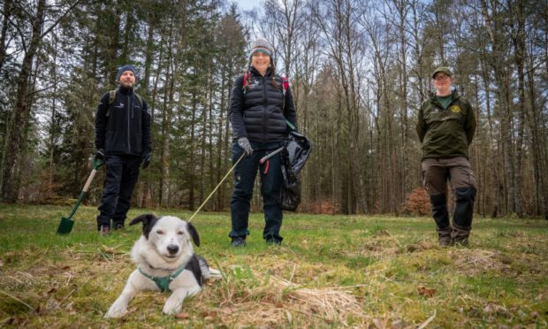 Tom Cole, Polly Freeman and Julia Duncan on the Blair Atholl Estate.