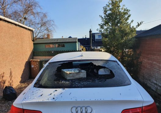 Vandalised audi in Tayport