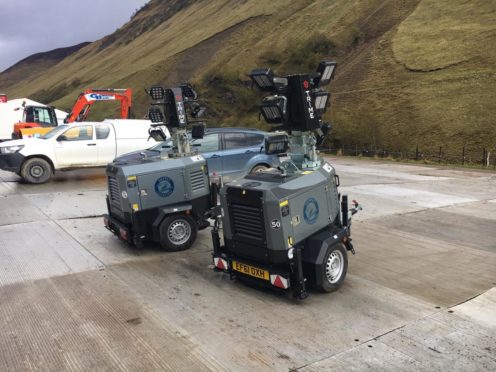 Mobile lights vehicles parked in Glen Tilt