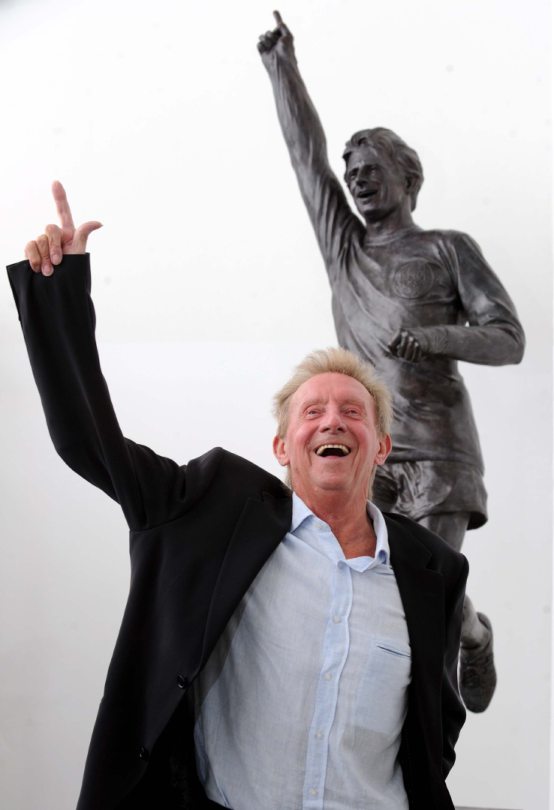 The unveiling of the statue of Denis Law at Aberdeen Sports Village.