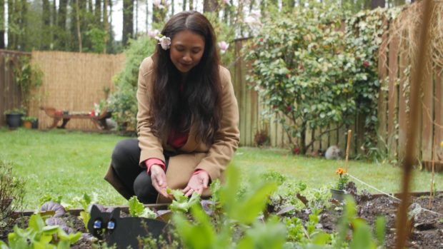 Dina Watt in her garden.