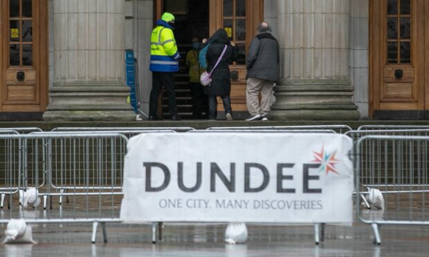 The Caird Hall, which is one of the drop in vaccine clinics.