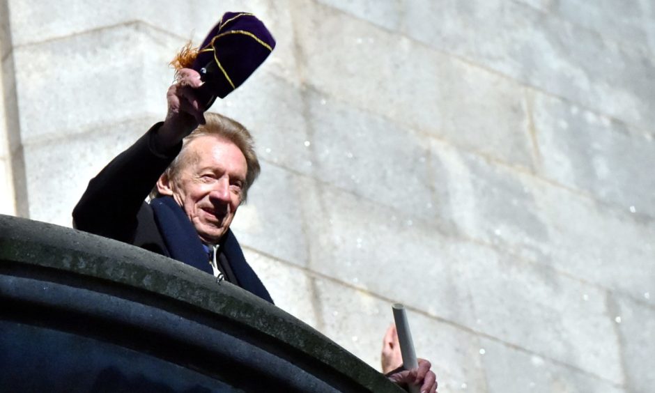 Denis Law at the Town House after a parade was held in honour of his Freedom Of Aberdeen award in 2017
