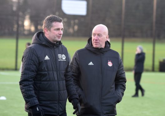 Performance School head coach Stuart Glennie, left, with Aberdeen head of youth development Neil Simpson