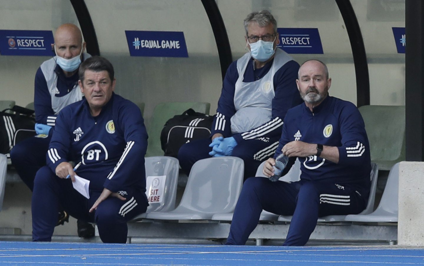 Scotland head coach Steve Clarke (right) with coach John Carver.