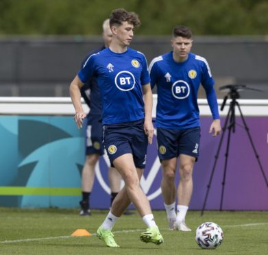 Jack Hendry during a Scotland training session at Rockliffe Park.