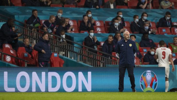 Scotland manager Steve Clarke on the touchline at Wembley.