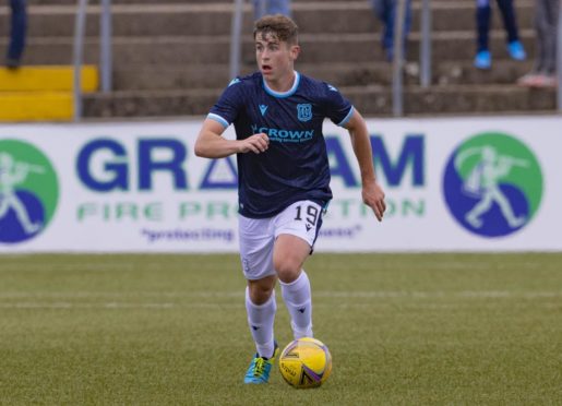 Cove Rangers loanee Finlay Robertson in action for Dundee during a friendly against Forfar.