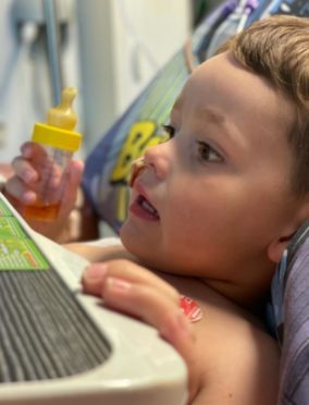 Four-year-old Oaklié Boss in Glasgow Queen Elizabeth Hospital.