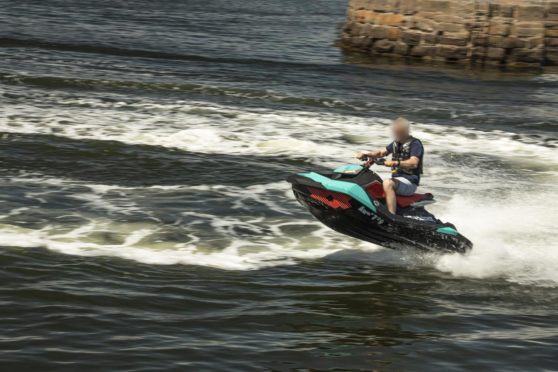 A jet-skier at Broughty Ferry harbour