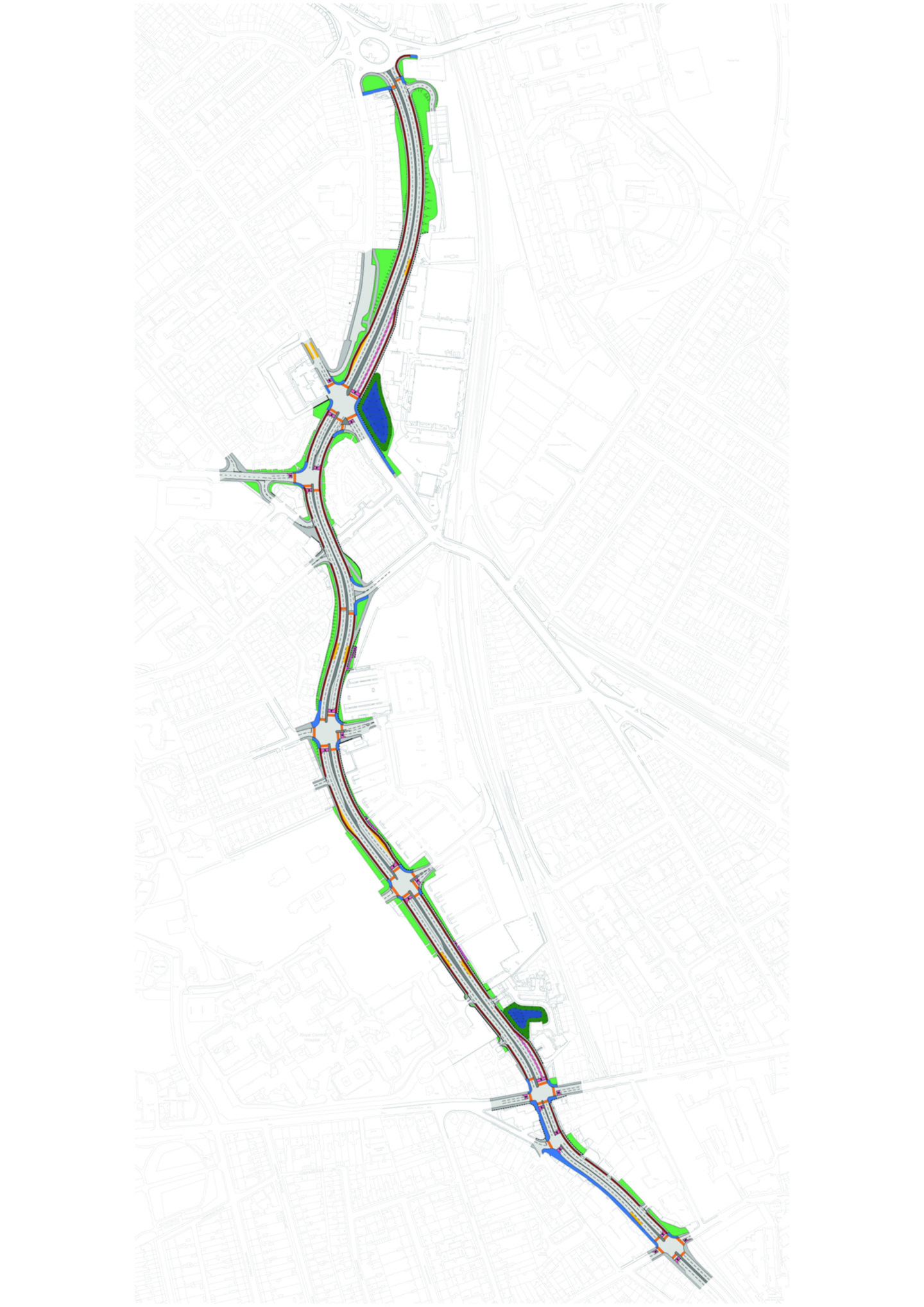 A map, set out by Aberdeen City Council, of the improvements to be made along the full length of the Berryden Corridor.