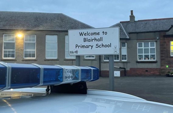 Blairhall Primary School, in Fife, had some of its windows smashed by vandals