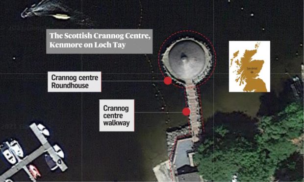 Aerial view of the Scottish Crannog Centre