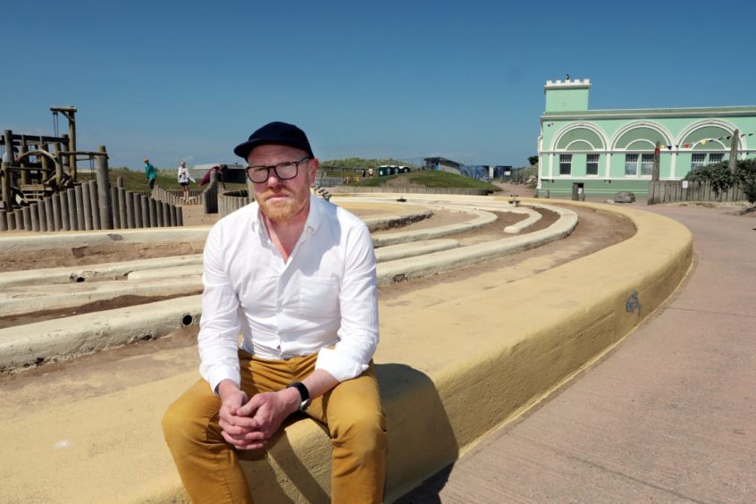 Montrose film-maker Anthony Baxter at the new Seafront Splash play zone.