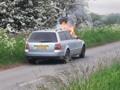 car burst into flames Fife 