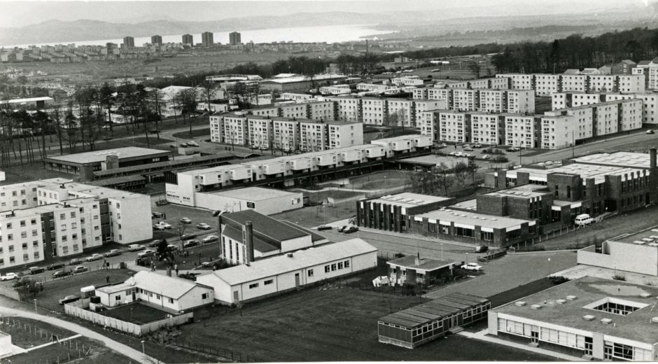 Photograph showing a general aerial view of the Ardler area in Dundee in 1977. Image: DC Thomson.
