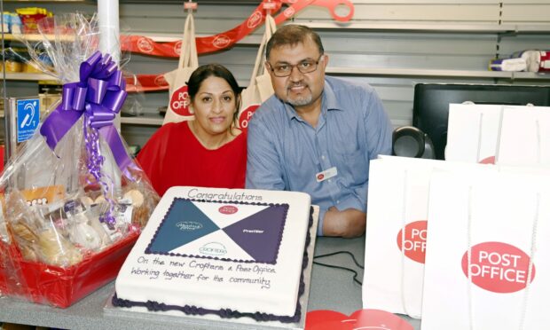 Salaha and Zulfiqar Ahmad at their new post office in Bucksburn